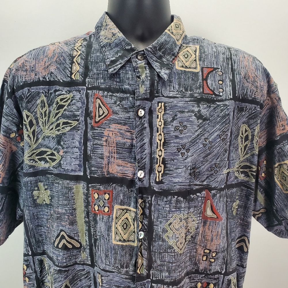 TORI RICHARD Hawaiian Shirt 100% Cotton Lawn Mens XL Honolulu Geometric Design - Picture 4 of 11